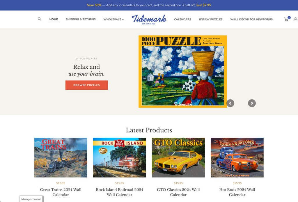 Tide-mark Wall calendars, puzzles, baby wall decor